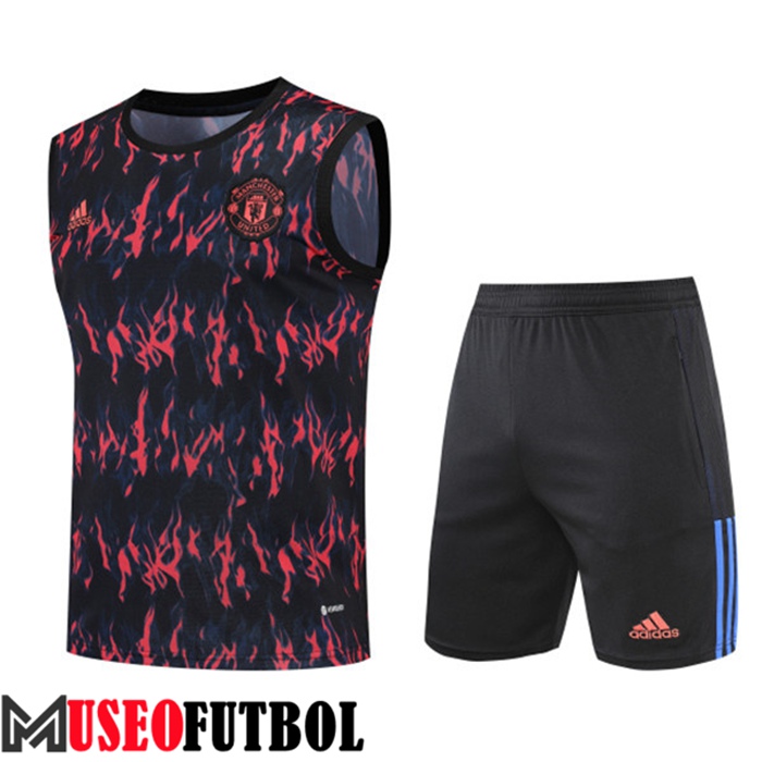 Camiseta Entrenamiento Sin mangas + Cortos Manchester United Negro/Rojo 2022/2023