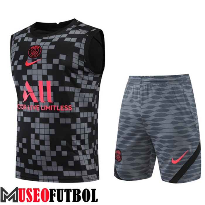 Camiseta Entrenamiento Sin mangas + Cortos PSG Negro/Gris 2022/2023