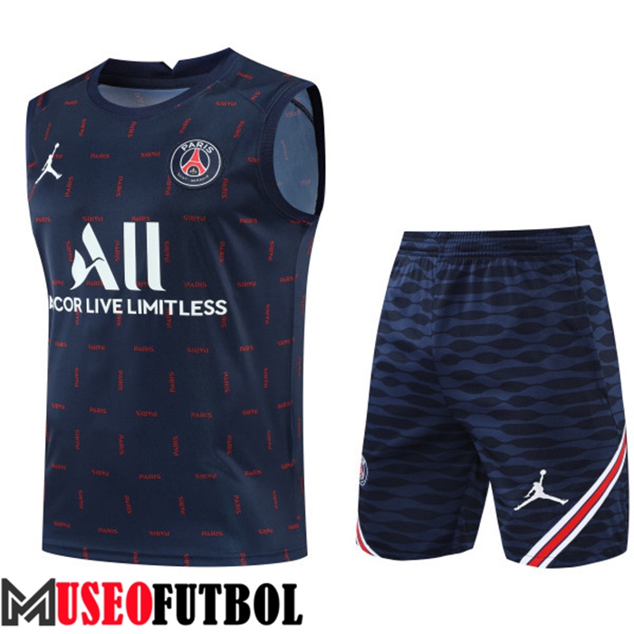 Camiseta Entrenamiento Sin mangas + Cortos Jordan PSG Azul Marin 2022/2023