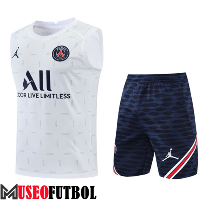 Camiseta Entrenamiento Sin mangas + Cortos Jordan PSG Blanco 2022/2023