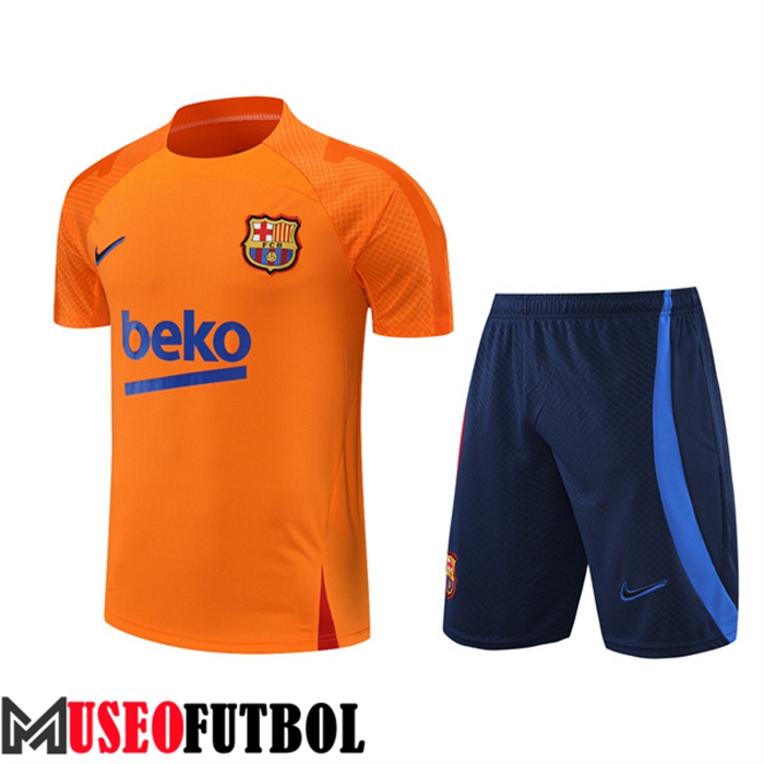 Camiseta Entrenamiento FC Barcelona + Cortos Naranja 2022/2023