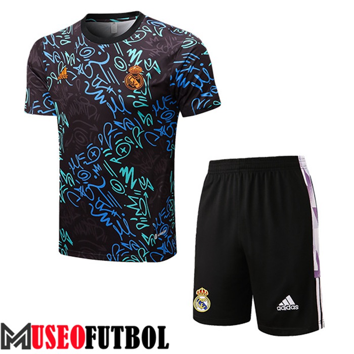 Camiseta Entrenamiento + Cortos Real Madrid Negro/Azul 2022/2023