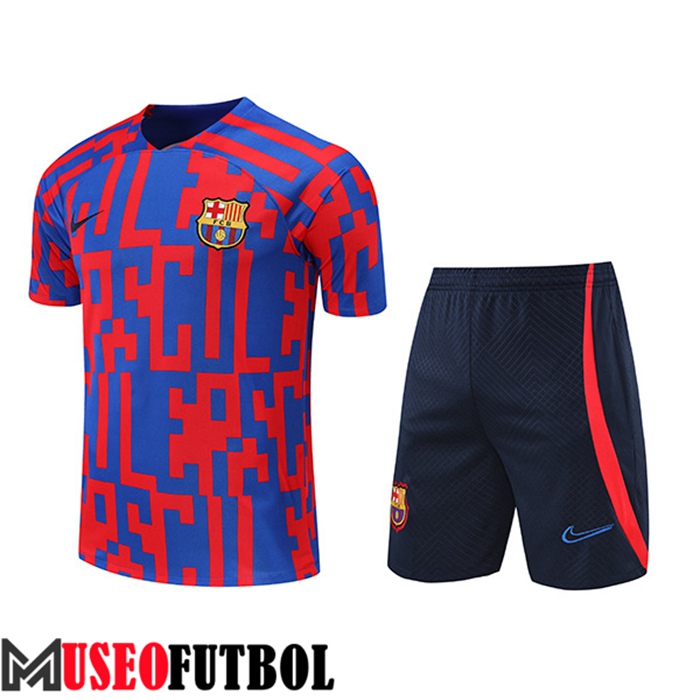 Camiseta Entrenamiento + Cortos FC Barcelona Rojo/Azul 2022/2023