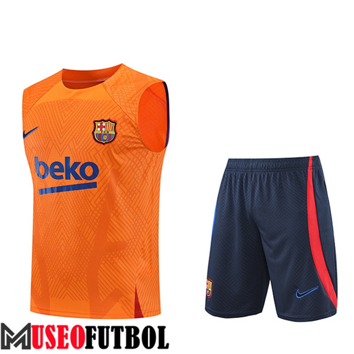 Chalecos De Futbol + Cortos FC Barcelona Naranja 2022/2023