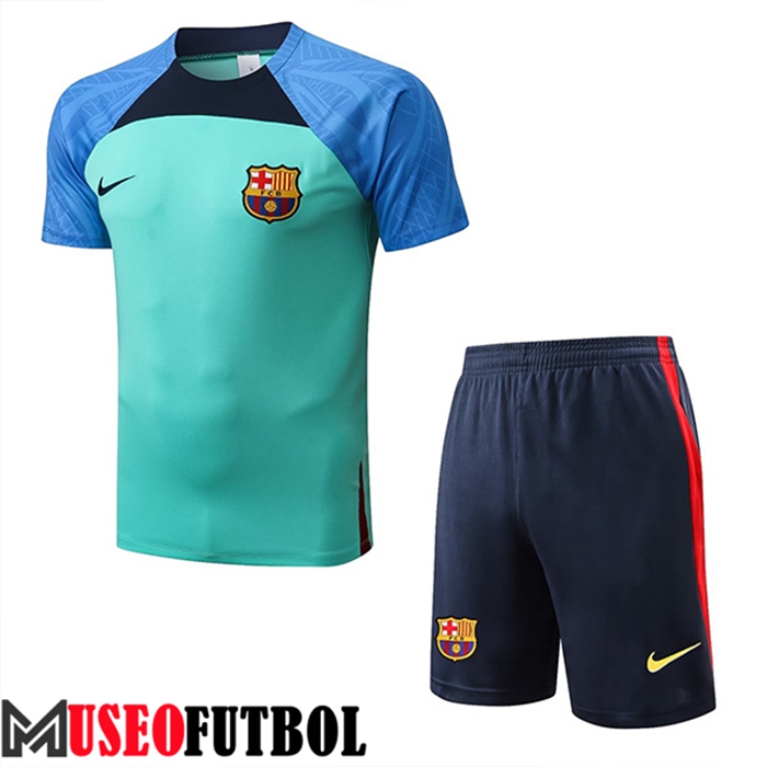 Camiseta Entrenamiento + Cortos FC Barcelona Azul/Verde 2022/2023