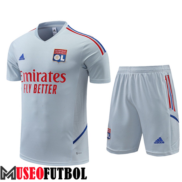 Camiseta Entrenamiento + Cortos Lyon Gris 2022/2023