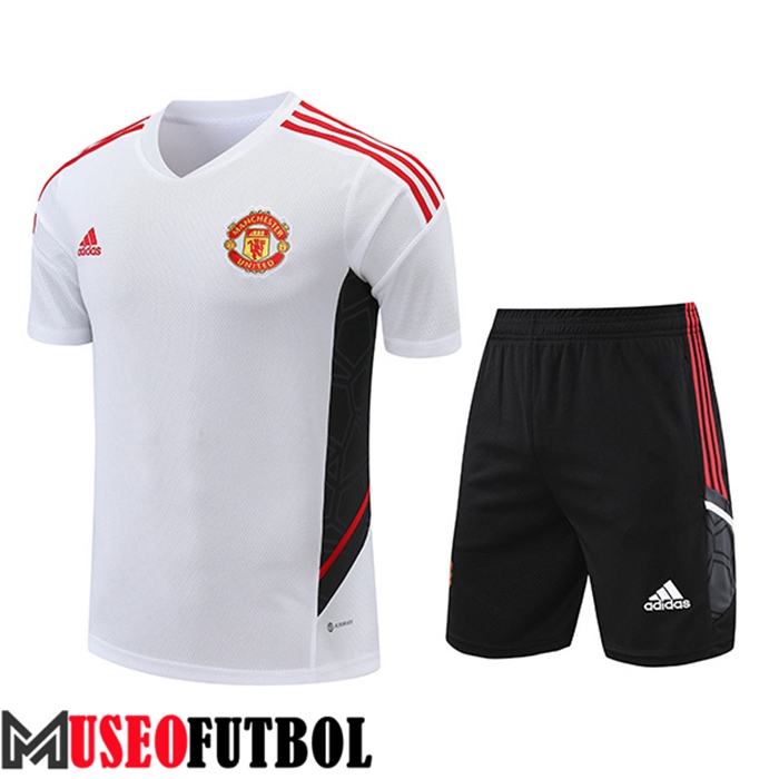 Camiseta Entrenamiento + Cortos Manchester United Negro/Blanco 2022/2023