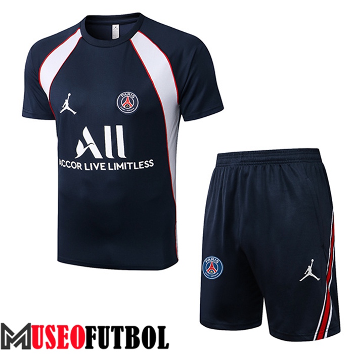 Camiseta Entrenamiento + Cortos PSG Jordan Azul Marin/Blanco 2022/2023