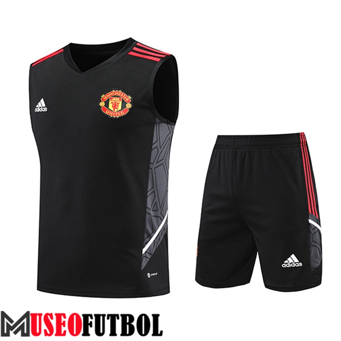 Chalecos De Futbol + Cortos Manchester United Negro/Gris 2022/2023