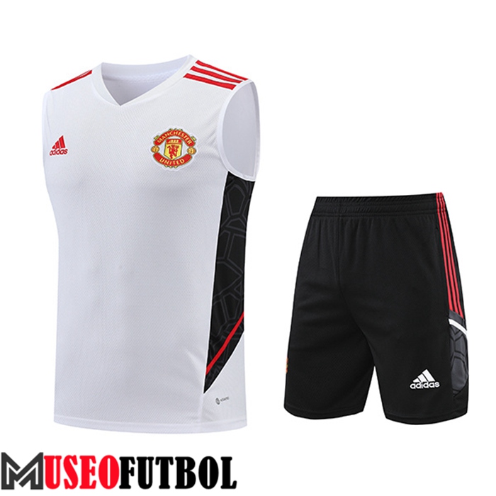 Chalecos De Futbol + Cortos Manchester United Blanco/Negro 2022/2023