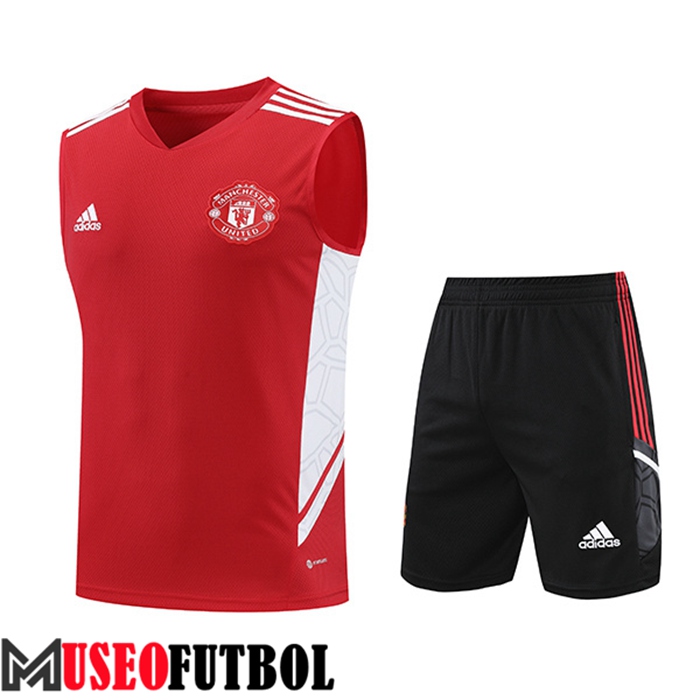 Chalecos De Futbol + Cortos Manchester United Blanco/Rojo 2022/2023