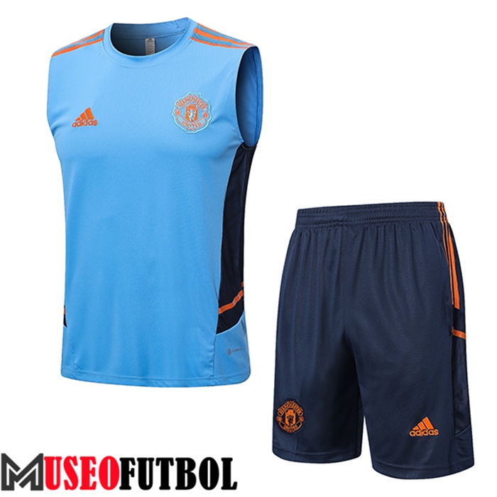 Camiseta Entrenamiento + Cortos Manchester United Azul Claro 2022/2023