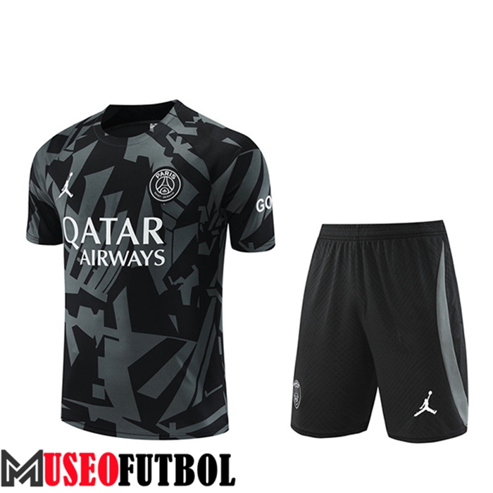 Camiseta Entrenamiento + Cortos Jordan PSG Gris/Negro 2022/2023