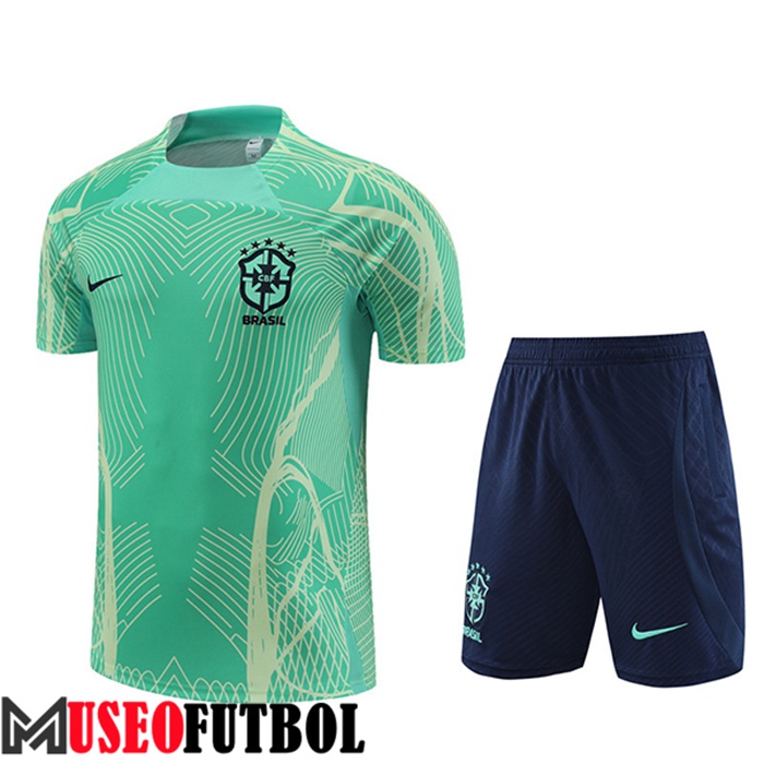 Camiseta Entrenamiento + Cortos Brasil Verde 2022/2023