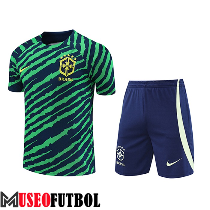 Camiseta Entrenamiento + Cortos Brasil Verde/Azul 2022/2023