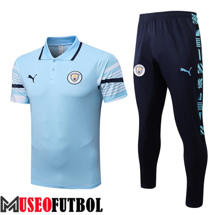 Camiseta Polo Manchester City Azul Claro 2022/2023