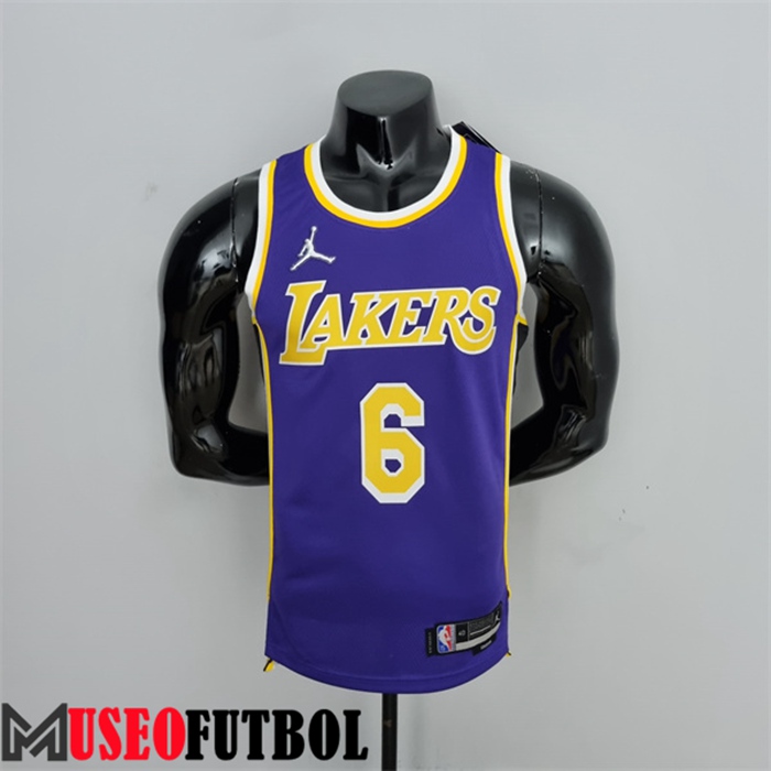 Camiseta Los Angeles Lakers (James #6) Púrpura 75 Aniversario