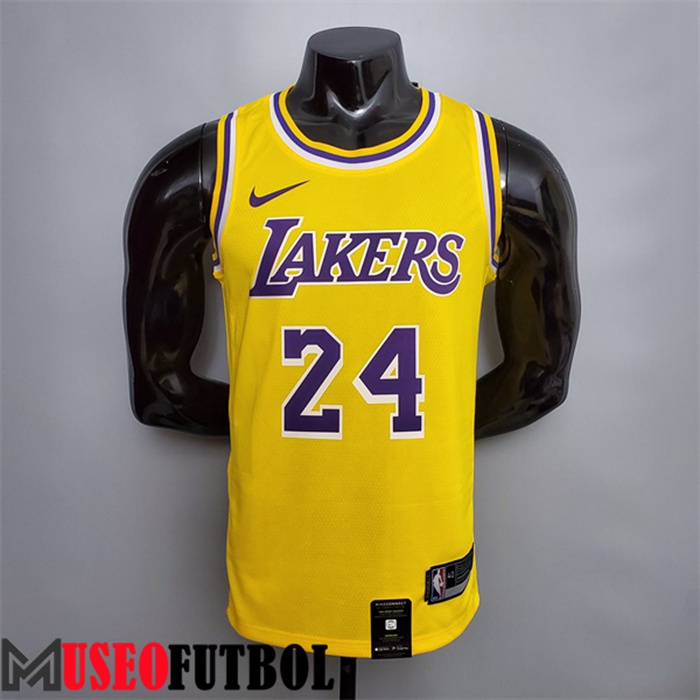 Camiseta Los Angeles Lakers (Bryant #24) Amarillo Escote redondo Edición Conmemorativa