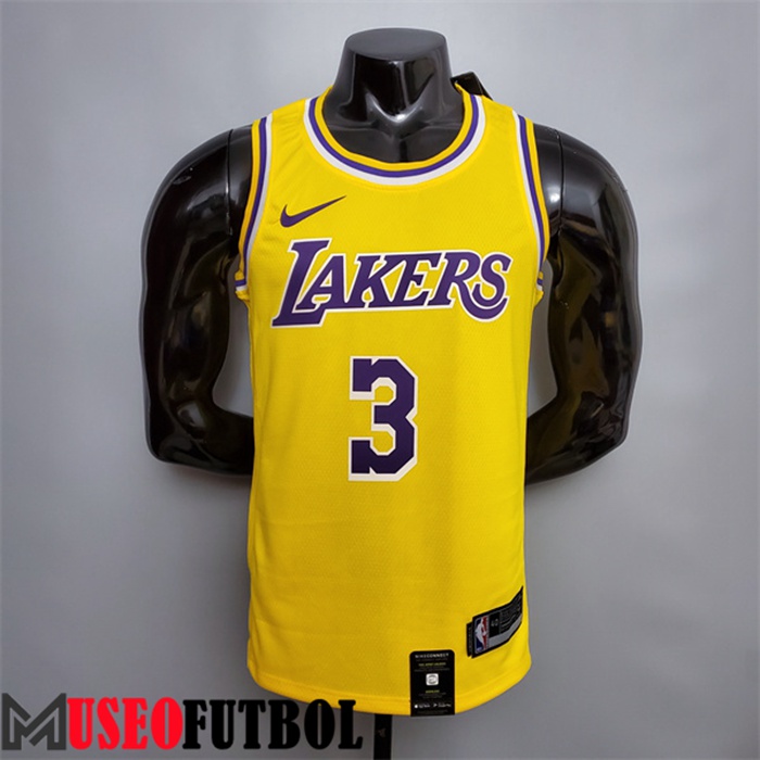 Camiseta Los Angeles Lakers (Davis #3) Amarillo Escote redondo Edición Conmemorativa