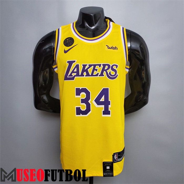 Camiseta Los Angeles Lakers (O'Neal #34) Amarillo Escote redondo Edición Conmemorativa