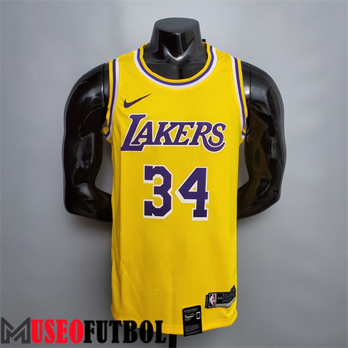 Camiseta Los Angeles Lakers (O'Neal #34) Amarillo Escote redondo