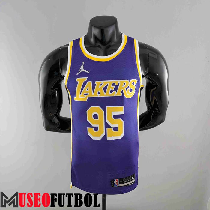 Camiseta Los Angeles Lakers (TOSCANO #95) Púrpura 75 Aniversario Jordan