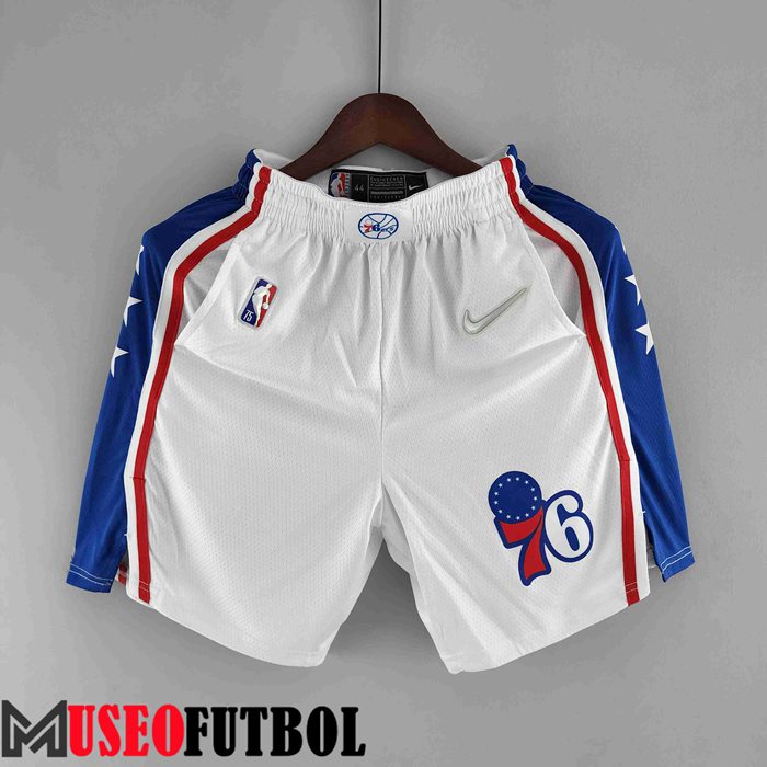 Cortos NBA Philadelphia 76ers Blanco/Azul Trim 75 Aniversario