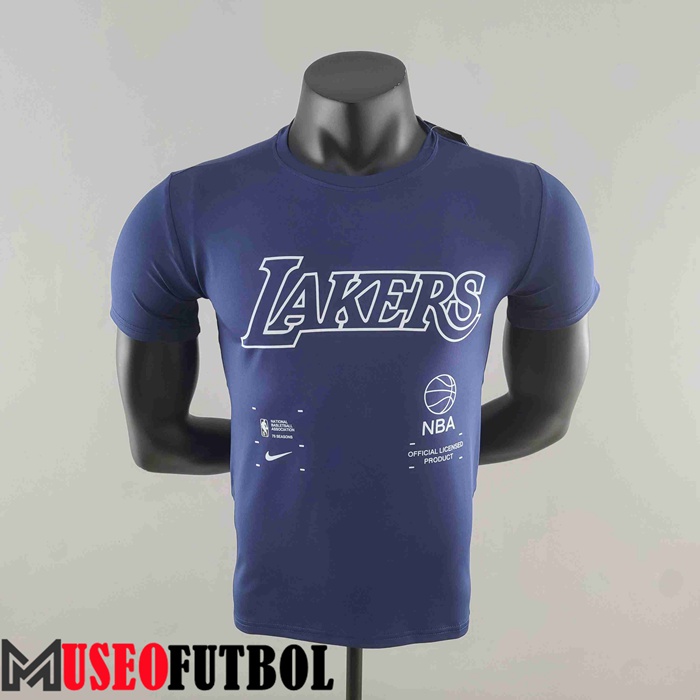 NBA Los Angeles Lakers T-Shirt Negro Azul Marins #K000227