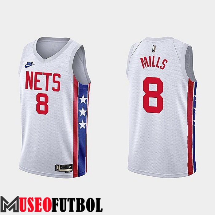 Camiseta Brooklyn Nets (MILLS #8) 2022/23 Blanco