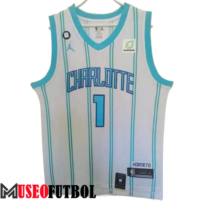 Camiseta Charlotte Hornets (BALL #1) 2022/23 Blanco/Azul