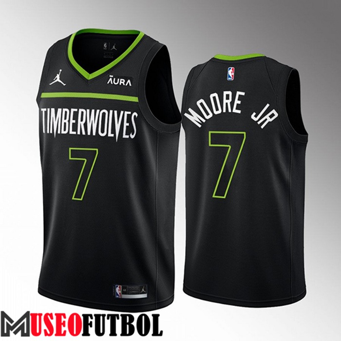 Camiseta Minnesota Timberwolves (MOORE JR #7) 2022/23 Negro