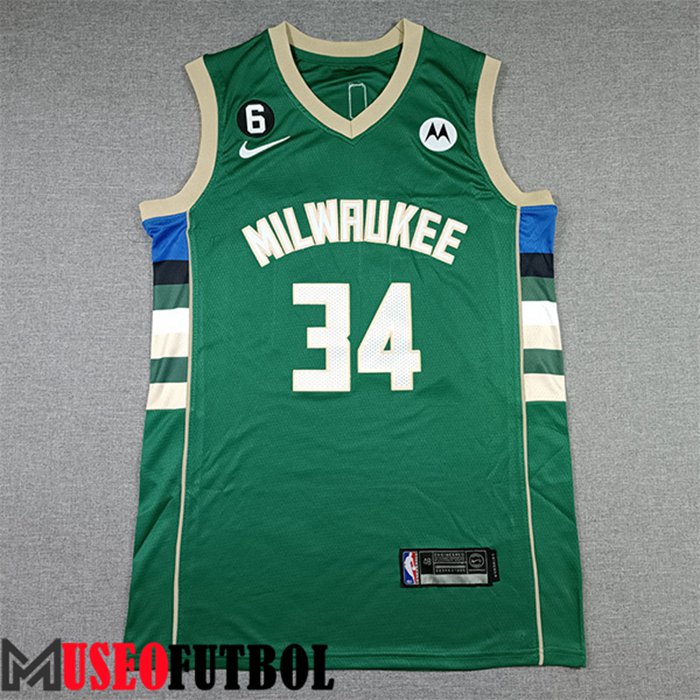 Camiseta Milwaukee Bucks(ANTETOKOUNMPO #34) 2022/23 Verde