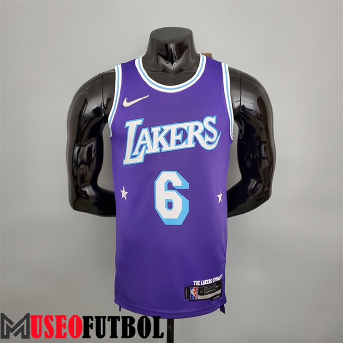 Camiseta Los Angeles Lakers (James #6) Púrpura 75 Aniversario City Edition