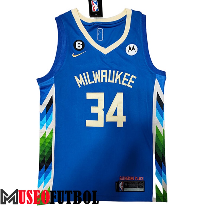 Camiseta Milwaukee Bucks (ANTETOKOUNMPO #34) 2022/23 Azul