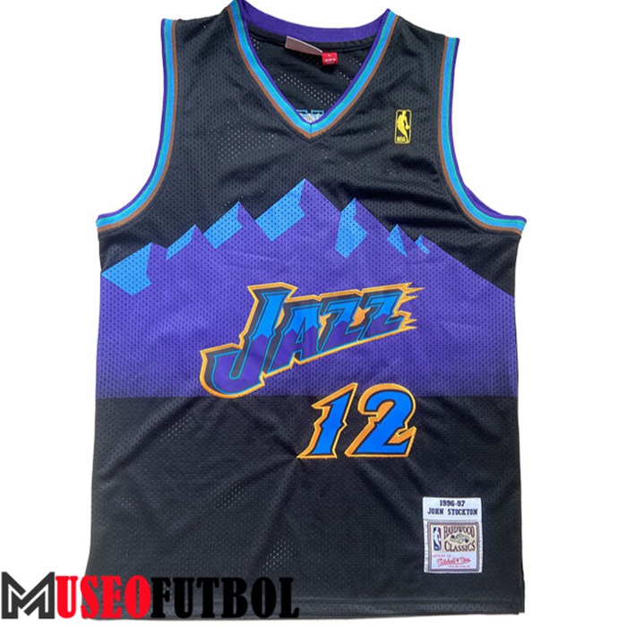 Camiseta Utah Jazz (STOCKTON #12) 2022/23 Negro/Púrpura