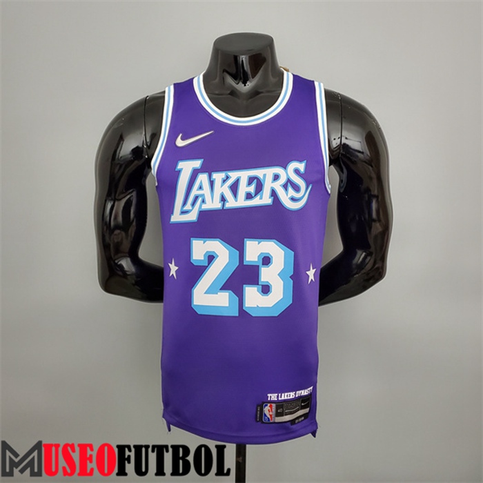 Camiseta Los Angeles Lakers (James #23) Púrpura 75 Aniversario City Edition