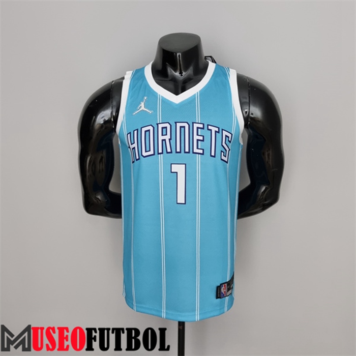 Camiseta Charlotte Hornets (Ball #1) Azul 75 Aniversario