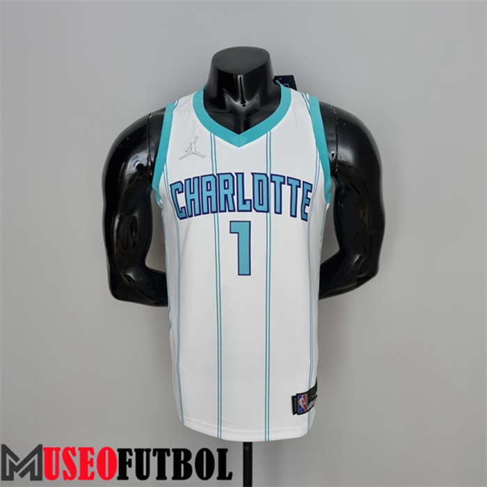 Camiseta Charlotte Hornets (Ball #1) Blanco 75 Aniversario