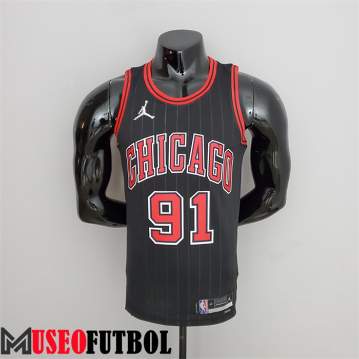 Camiseta Chicago Bulls (Rodman #91) Negro 75 Aniversario