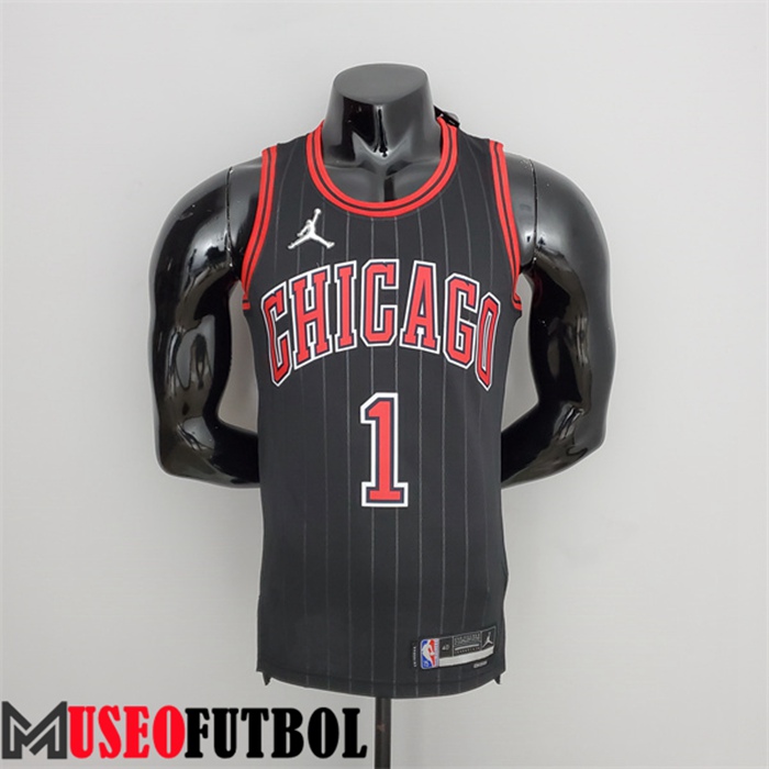 Camiseta Chicago Bulls (Rosa #1) Negro 75 Aniversario