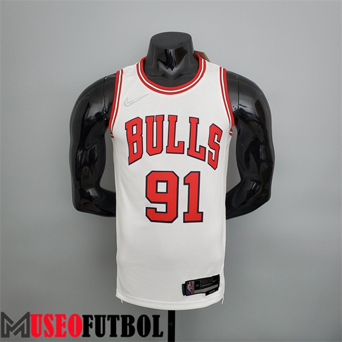 Camiseta Chicago Bulls (Rodman #91) Blanco 75 Aniversario