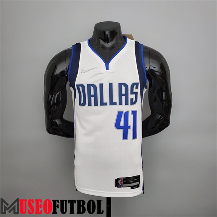 Camiseta Dallas Mavericks (Nowitzki #41) Blanco 75 Aniversario