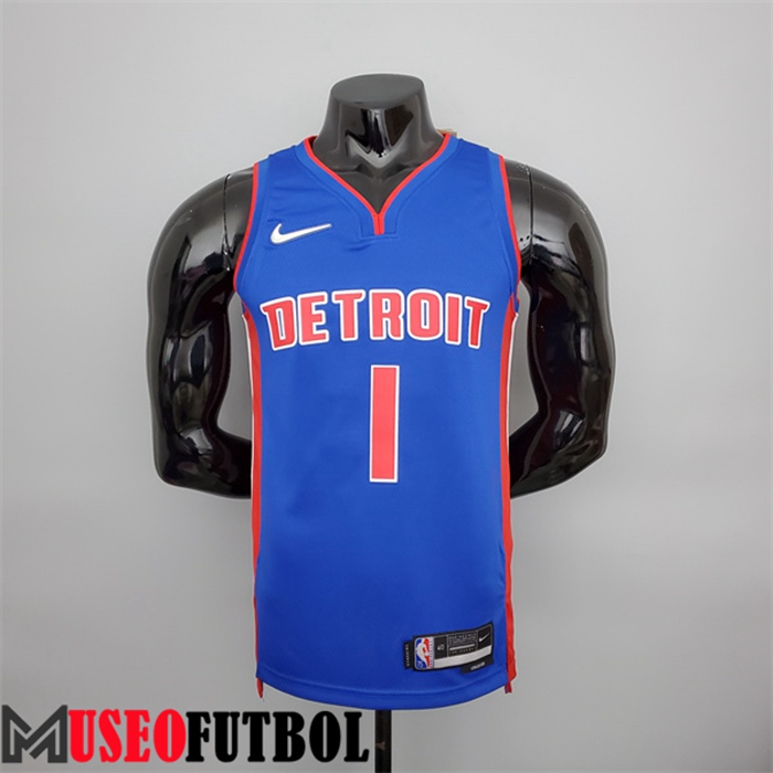 Camiseta Detroit Pistons (Iverson #1) Azul 75 Aniversario