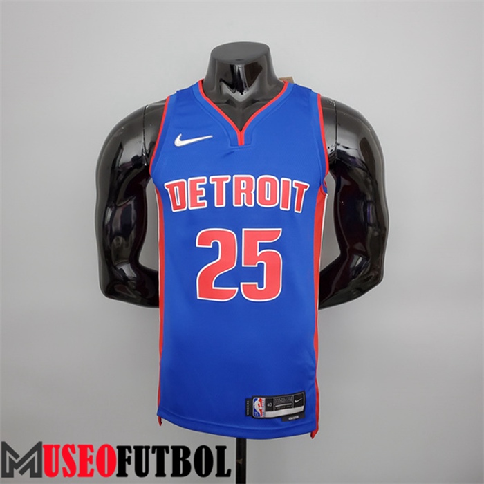 Camiseta Detroit Pistons (Rosa #25) Azul 75 Aniversario