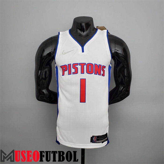 Camiseta Detroit Pistons (Iverson #1) Blanco 75 Aniversario