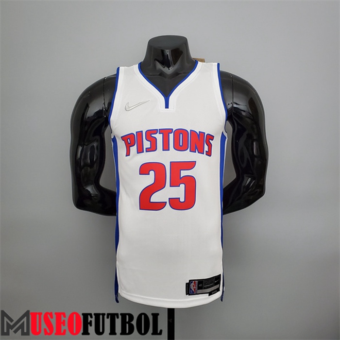 Camiseta Detroit Pistons (Rosa #25) Blanco 75 Aniversario