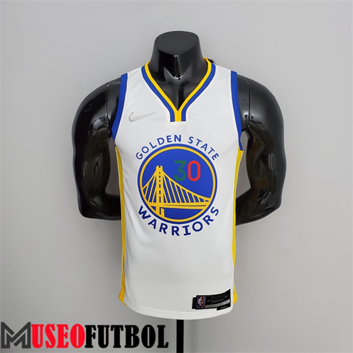 Camiseta Golden State Warriors (Curry #30) Blanco 75 Aniversario México Edition