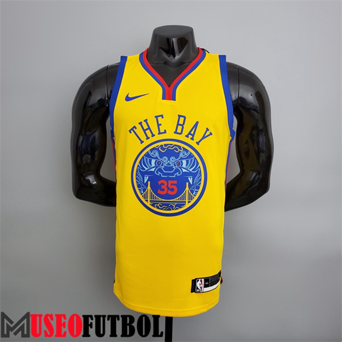 Camiseta Golden State Warriors (Durant #35) 2018 Amarillo Chinese Dragon Robe