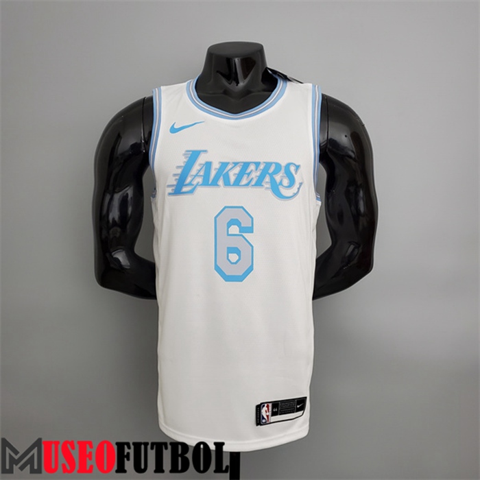 Camiseta Los Angeles Lakers (James #6) 2021 Retro Blanco