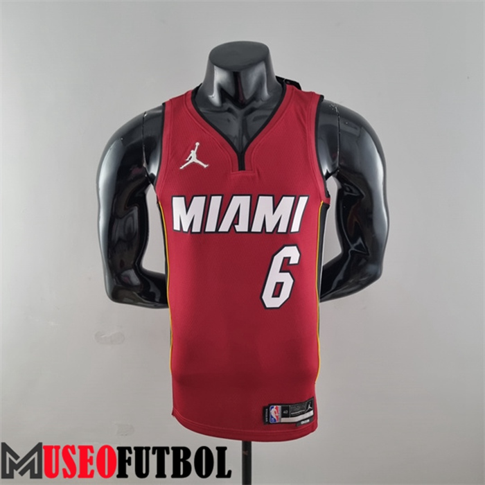 Camiseta Miami Heat (James #6) Vin Rojo 75 Aniversario